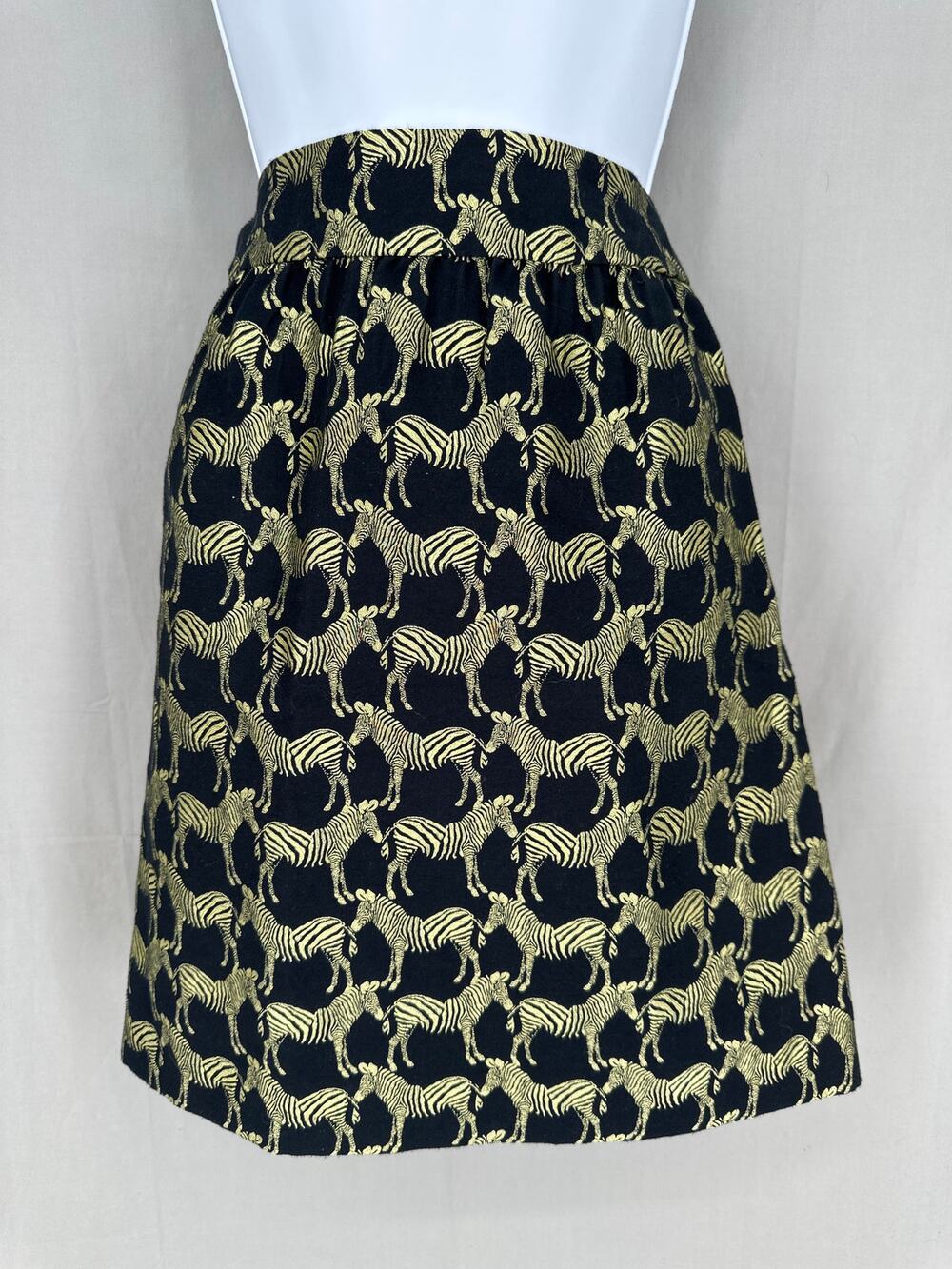 Crown Ivy Skirt 4 Black Mini Zebra Animal Print Gold Metallic High Rise Party